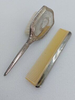 Vintage Child's Silver-plated  5" Brush & Comb Vanity Set
